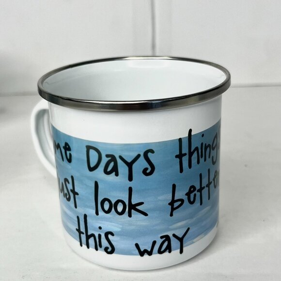 Set of 4 Cute Kittens Enamel Coffee Tea 12oz Mugs Cat Design Camping - Picture 6 of 15